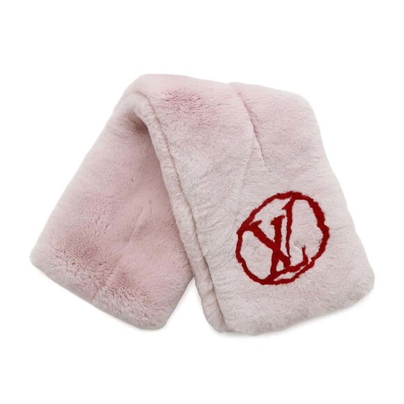 LOUIS VUITTON Pink Rabbit Fur Shawl M75758 Rank A Used - Picture 1 of 7